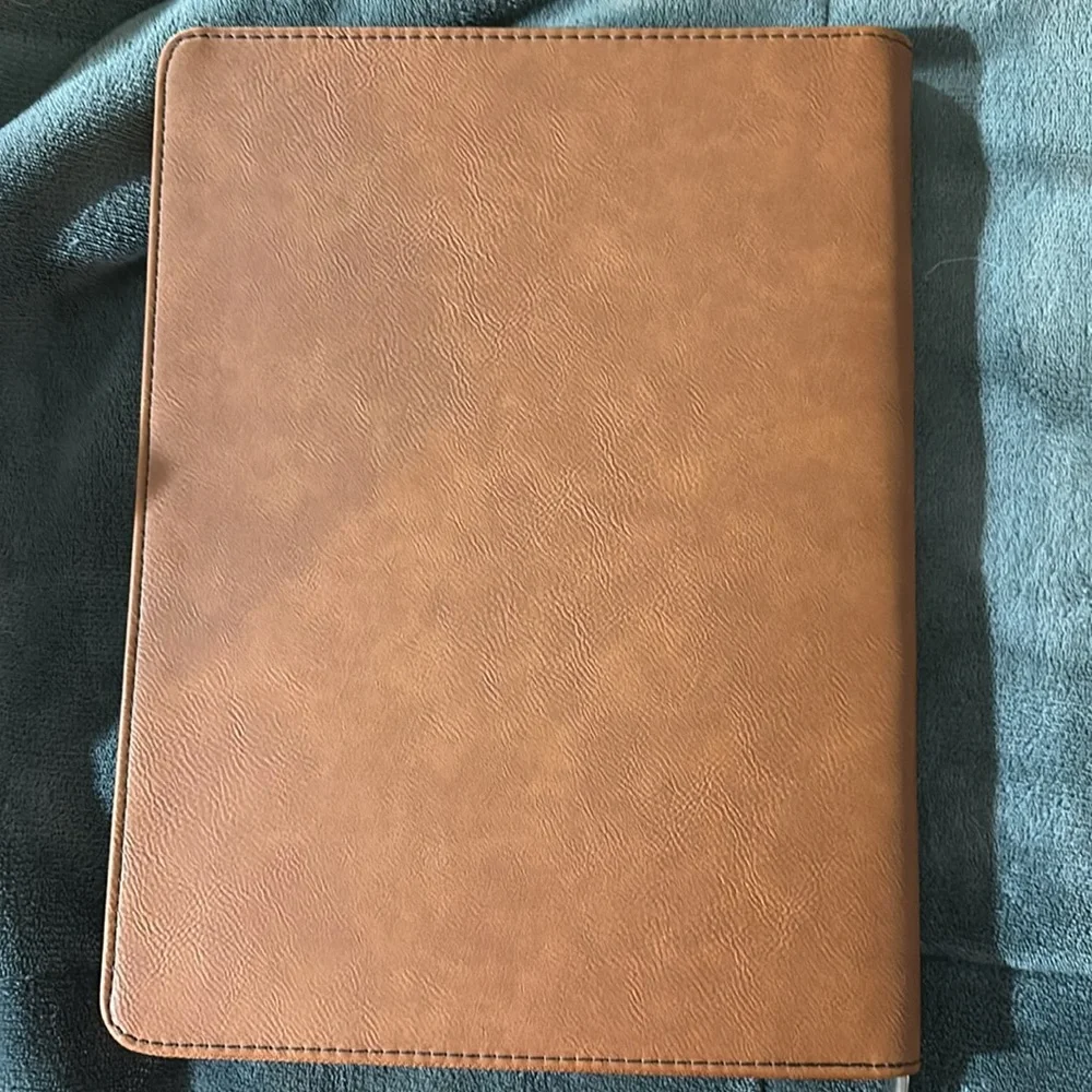 Tan Leather Monogrammed Portfolio